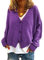 Onsoyours Jacket Trench Coat Femme Gilet Blazer Manteau Hiver Femme Bouton De Mode Long Veste OL Vintage Chaud Manches Longues en Laine B Violet XL