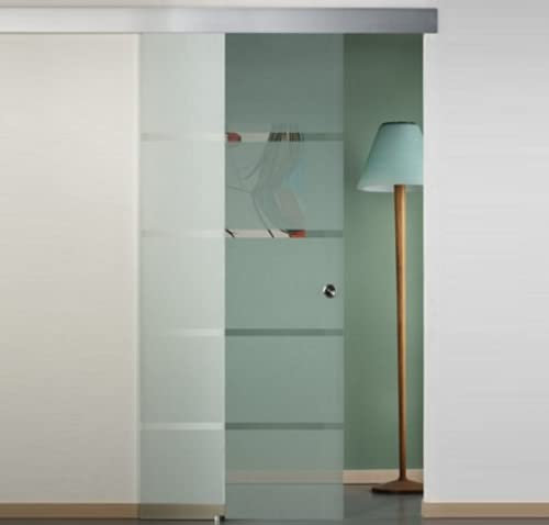 PORTA SCORREVOLE ESTERNA IN VETRO SATINATO CON RIGHE 90X215 (SINISTRA)