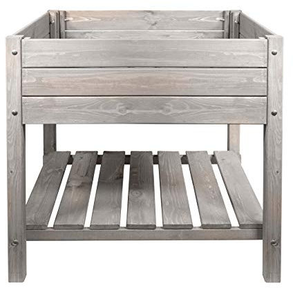 mgc24 Hochbeet Massiv XL - Kiefernholz Grau quadratisch für Garten/Terrasse/Balkon - 79 x 79 x 78 cm