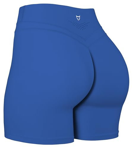 TomTiger Yoga-Shorts für Damen, Bauchkontrolle, hohe Taille, Biker-Shorts, Training, hebt den Po, Strumpfhose, kurze Hose für Damen, Klassisches Blau, Klein