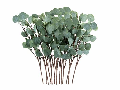 Anlising 15 Piezas Planta de Eucalipto Artificial, Hojas de Eucalipto Artificiales, Ramas de Eucalipto, Eucalipto Artificial Plata, para Decoración Bodas, Jardín, Hogar, Interiores y Exteriores(Verde)