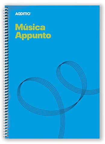 ADDITIO - Cahiers de musique APPUNTO | Adaptés à tous les âges et processus d'apprentissage | 12 portées de 9 mm | Pages quadrillées | 40 pages | A4 | Papier écologique | Spirale | Bleu