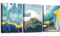Gold Mountain Abstrakte Leinwand Wandkunst Dekor - Kreative dekorative Malerei Blau Türkis Kunstwerk Bild Poster für Wohnzimmer Schlafzimmer Büro Dekoration