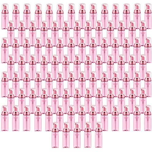Lil Ray Foam Bottle with Gold Pump, Empty Travel Foaming Dispensers for Hand Soap,Lash Shampoo, Rose Red 2, 100 Pieces