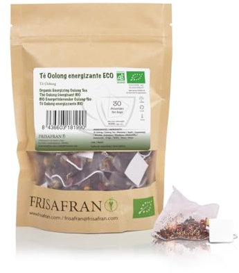 FRISAFRAN | Té Oolong Energizante Ecológico | 30 unidades | 60g | Purificante | Rejuvenecedor | Té azul oolong auténtico | te oolong | Infusión de Hierbas Oolong | natural | antioxidante y drenante