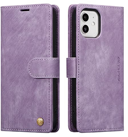 QLTYPRI Case for iPhone 11, Premium Flip Folio PU Leather Wallet Case with Magnetic Closure Card Holder Kickstand Shockproof Protective Phone Cover for iPhone 11 (6.1 inch)- Purple