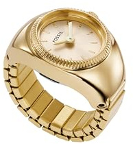 Fossil Women's Watch Ring, Quartz Stainless Steel Two-Hand Ring Watch for Women, Color: Gold