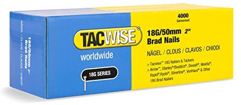 TACWISE 1715 Clavos Brad Galvanizados de Tipo 18G/50 mm, Paquete de 4000