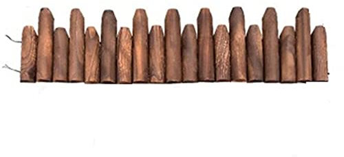 MERAXI Holzlatten-Gartenzaun, robuster Innenzaun für Hofrandplatten, Blumenpflanzen, Pool, braun, flach, 120 x 35 cm