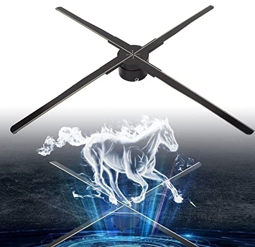 3D Hologramm Lüfter, 25,6 Zoll Drehender Holo Grafischer Projektor, 4 Klingen und 2000X576 Auflösung, mit 574 LED Lampen Perlen, 3D Werbemaschine für Shop, Bar, Party(EU)