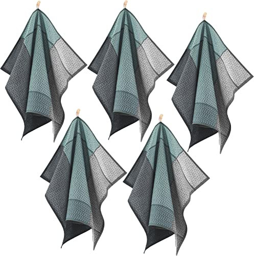 ZWOLTEX 5er Set Geschirrtücher/Geschirrtuch | Küchentuch | Abtrockentuch | Klassische Baumwolle I Sammlung PURE - 5x Pure Türkis (50x70)