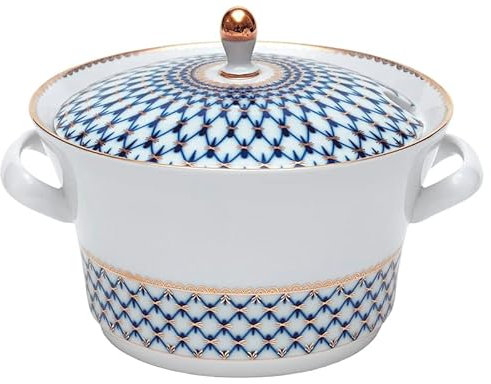 Lomonosov Porcelain Soup Bowl Tureen Cobalt Net 113.3 oz/3350 ml