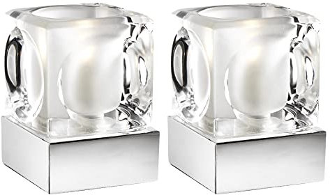 Britalia 2 Pack - Polished Chrome & Ice Cube Glass Shade Modern Touch Table Lamp | 10cm Height | 1 x G9 Lamp Bulb Required | 4 Stage Touch Dimming | UK Approved