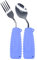 Ehucon Adaptive Gewichtete Silbergeschirr Geschirr Winkellöffel und Gabel Set für Hand Tremors Parkinsons Unabhängiges Essen (Rechte Hand, Lila, Pack von 2 Anzahl)