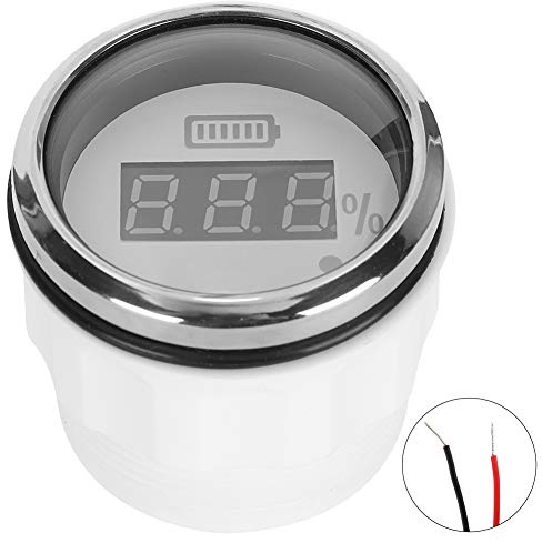 Jauge Numérique de Batterie 52Mm 2 Pouces, Compteur Antibuée étanche 12V avec Alarme Intelligente pour Navires, Véhicules électriques, Bateaux (cadran blanc)