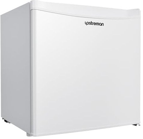 Upstreman 46L Mini-Kühlschrank mit Gefrierfach, einstellbarem Thermostat, energiesparend, geräuscharm, eintüriger Kompaktkühlschrank für Wohnheim, Büro, Schlafzimmer, Weiß-FR17