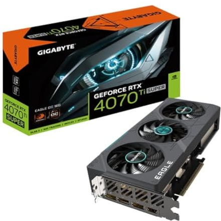 GIGABYTE GeForce RTX 4070 Ti SUPER Eagle OC 16G Grafikkarte, 3X WINDFORCE Lüfter, 16GB 256-Bit GDDR6X, GV-N407TSEAGLE OC-16GD Grafikkarte