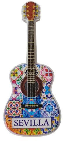 Imán para nevera con forma de guitarra 3D, diseño de Sevilla, España, recuerdo de viaje, decoración de nevera, colección artesanal de resina