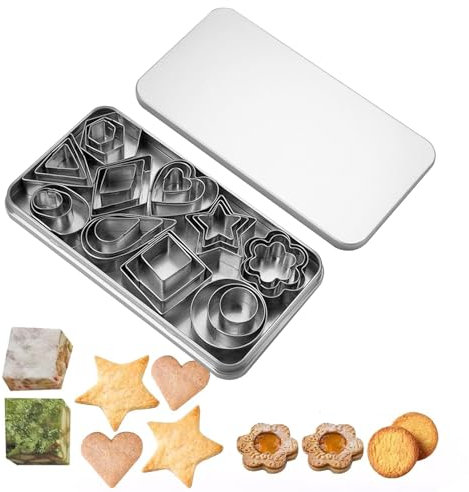 Plätzchen Ausstecher, 30 Stück Plätzchen Ausstecher Mini, Ausstechformen Set Kleine Keksausstecher aus Edelstahl Geometrische Keksformen für Zuckerkuchen und Kekse(Silbrig)