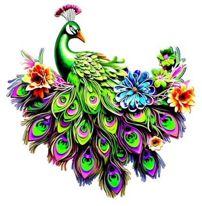 Surakey Wanddeko Metall Pfau, 30.5 x 32cm, 3D Pfau Vogel Deko Wandkunst Vogel Wanddekoration, Wanddeko Pfau Skulpturen Wandbild für Wohnzimmer Dekoration, Outdoor Metall Wanddekorationen für Terrasse