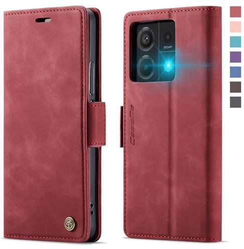 XYGLOW Handyhülle für Xiaomi Redmi Note 13 Pro 5G Hülle Klappbar Premium PU Lederhülle Klapphülle【RFID Schutz】 Kartenfach Standfunktion Schutzhülle für Redmi Note 13 Pro 5G Flip Case Tasche Cover,Rot