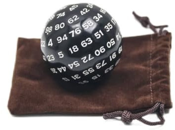 D100 Hochwertige 100-seitige Würfel mit Tasche, für Rollenspiele, JDR, Dungeons und Drachen, DND, Pathinder, Spielbuch, LDVELH (weiß)