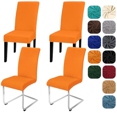 Yugarlibi Stuhlhussen 4er Set Stretch Stuhlhussen Schwingstuhl Elastische Hussen Stuhlbezug Abnehmbarer Waschbarer Stühle Schutz für Küche Restaurant Hotel Bankett Hochzeit (Orange, 4 Stück)