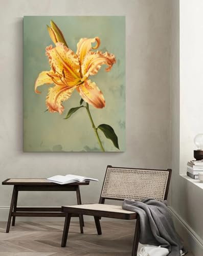 Tableau decoration murale Fleur de lys jaune,L,50 * 70cm Peinture Street Art Peinture À L'huile Impressions Sur Toile Moderne Pop Affiche Photo Sur Le Mur