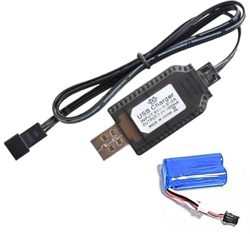 USB Charger Cable - RC Car Battery Charger | 7.4V 1000mA Drone & RC Airplane Lithium Battery SM-2P SM-3P SM-4P Charger | Automatically Charge USB Lithium Battery