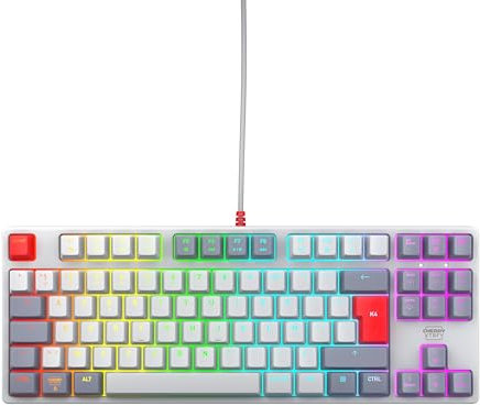 CHERRY XTRFY K4V2 TKL, Clavier De Jeu Filaire sans Pavé Numérique, Disposition Française (AZERTY), Éclairage RGB, Commutateurs Mécaniques MX2A Red, Rétro