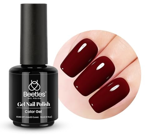 Beetles 15 ml UV Gel Nagellack braun, Nagellack Dunkelrot UV LED Maniküre Nagelstudio DIY Gel Nagelkunst Design für Anfänger