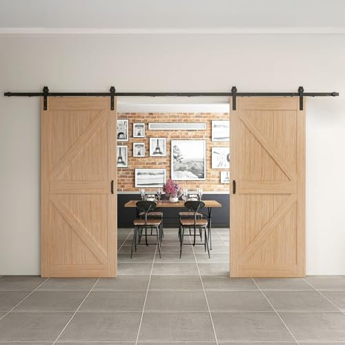 inova Holzschiebetür 2-FLG. Komplettset 1800x2150mm Eiche Vintage offene Laufschiene in schwarz