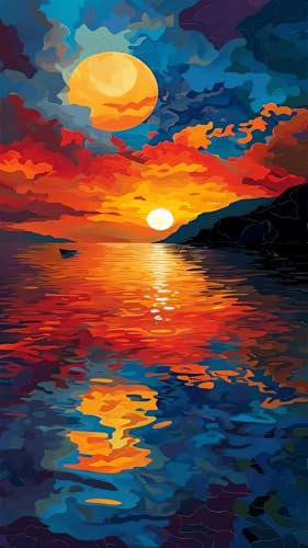ARTGOTO Peinture par Numero Adulte Grand Format,40x70cm Peinture par Numéro Adulte Paysage Coucher de Soleil A,Paint by Numbers for Adults pour Décoration Murale(Sans Cadre)