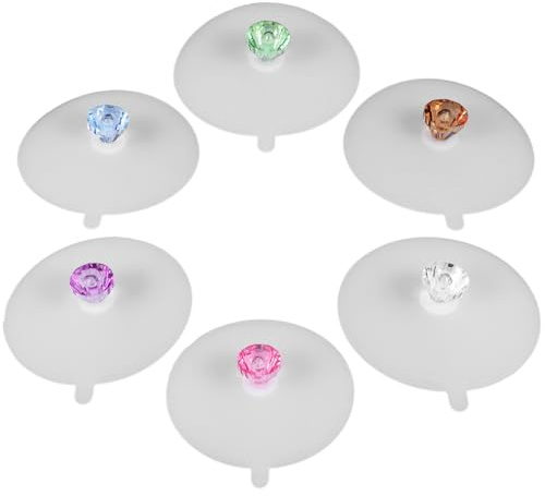 Ciieeo Lot De 6 Couvercles De Tasse En Silicone Transparent 11 Cm Couvercle Hermétique Anti-Poussière Avec Décor Diamant Pour Cuisine Maison Bureau