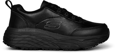 Skechers Women's Max Cushioning Elite Sr Kajus Health Care Professional Shoe, Black Leather/Synthetic, 4 UK