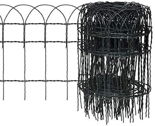 Homgoday Beetzaun Pulverbeschichtetes Eisen 10x0,4 m Dekorativer Gartenzaun Zaun Landschaftszaun für Blumenbeet, Hof, Tier Barriere