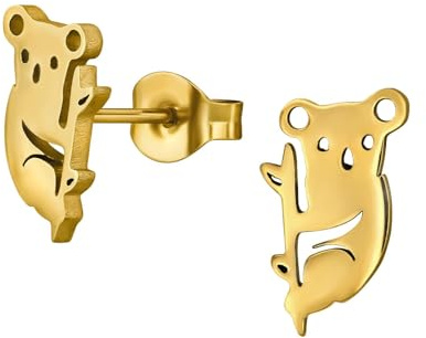 Monkimau Koala Kinder Ohrringe Chirurgenstahl | Edelstahl Hypoallergen Kinderohrringe | Mädchen Schmuck Geschenk Geschenkidee