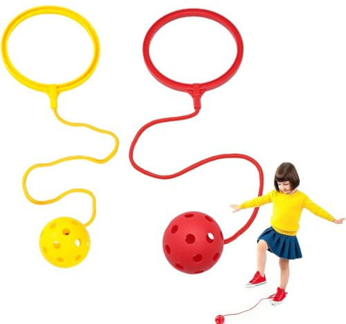 XZSKD 2 Pack Ankle Skip Ball for Kids, Swing Ball Set for Coordination and Fitness, Lightweight Design for Safe Play, Adjustable Rope for Comfortable Fit, Assorted Colors