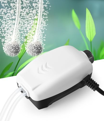 FEDOUR Ultra Silenciosa Bomba de Aire para Acuario, 2W 2.5W Bomba de Oxigenador Ajustable para Pecera, Aireador Silencioso para Acuarios de 1-250L