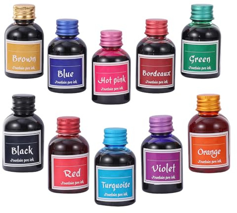 DOITOOL Bottles Pure Colors Ink Non-Carbon Drawing Ink for Art Craft Dip Pen and Fountain Pen Writing Calligraphy