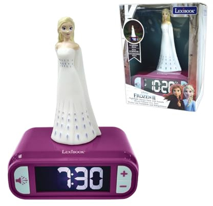 Lexibook, Frozen, Nachtlicht-Wecker, RL800FZLXB | Klänge und Melodien, LCD-Display mit Hintergrundbeleuchtung, Leuchtend, Schlummerfunktion, Blau
