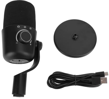 Glomora Gaming Microphone Streaming Microphone Condenser Mic with Colorful Ambient Light Adjustable Gain USB C Interface Built in HiFi Sound Card for PC Gamers Live Streamers