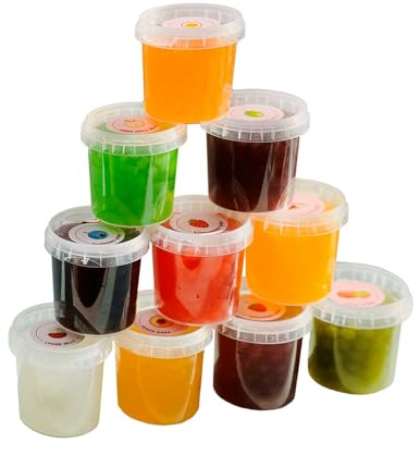 BOBA BAR Mixed Popping Boba and Jelly Pots - Multi packed gift box | Box of 8 Pots | Perfect for Bubble Tea, Iced Drinks, Cocktails and Desserts | Vegan & Glutenfree