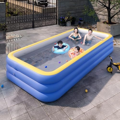 Blaues aufblasbares 3-Ring-Poolbecken – perfekt for Kinder und Familien, schnell aufzubauender Aufstellpool for sommerlichen Badespaß(1.5m)