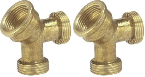 Gardena Messing-2-Wege-Verteiler 19 mm: Gartenschlauch-Schlauchabzweigung zum Betrieb von zwei Anschlussgeräten, 26,5 mm (G 3/4 Zoll)-Gewinde (7155-20) (Packung mit 2)