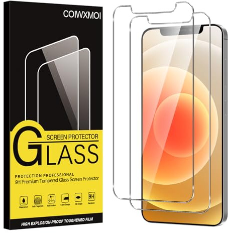 Coiwxmoi Lot de 2 Verre Trempé pour iPhone 12/12 Pro (6,1 Pouces), Film Protection Écran, 9H Dureté Anti-Rayures Sans Bulles Facile à Installer 0,33mm HD Ultra Transparent Protecteur Vitre
