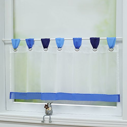 Joyswahl Scheibengardine Voile Bistrogardinen mit Schlaufen »Charlott« Küche Kurzgardine HxB 45x120cm Blau 1er Pack