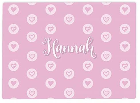 Shopagift Personalised Pink Hearts Glass Large Worktop Saver 39cm x 28cm