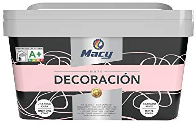 Macy Pintura Plástica Mate Decoración Interiores Excelente Cubrición, Acabado Perfecto. Color Cuarzo. 4 Litros