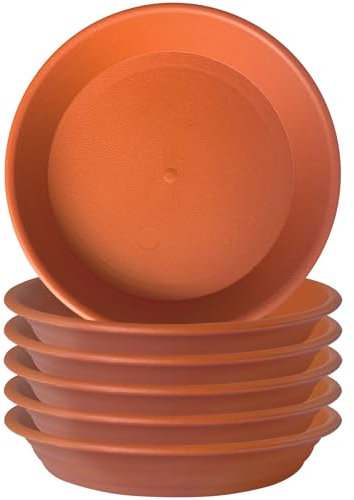 GREGICH Lot de 6 petites soucoupes en plastique épais et durables de 14,7 cm (11,4 cm à la base) pour pots de fleurs, soucoupes pour pots de fleurs, soucoupes pour extérieur